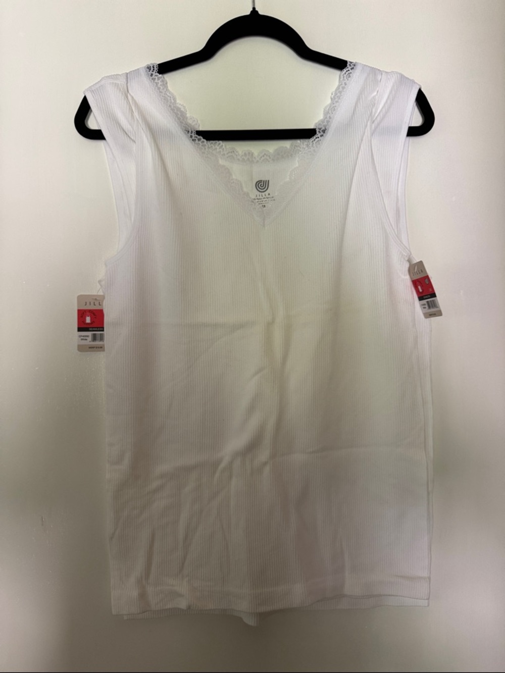 Women's White Lace-Trim Ribbed Camisole